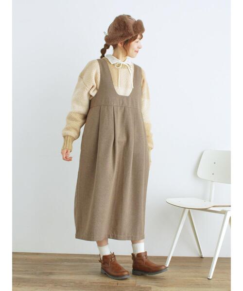 Samansa Mos2（サマンサ モスモス）の「前後2WAYジャンパースカート（ワンピース・レディース・ブラック/ベージュ/モカ・F）」の18枚目の写真