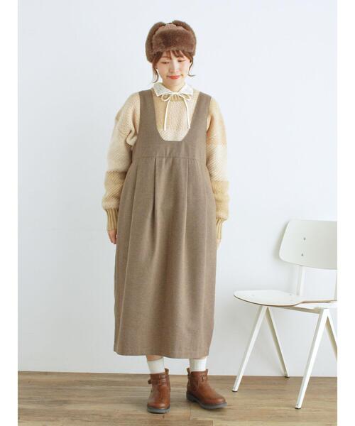 Samansa Mos2（サマンサ モスモス）の「前後2WAYジャンパースカート（ワンピース・レディース・ブラック/ベージュ/モカ・F）」の20枚目の写真