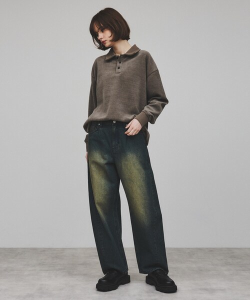 tk.TAKEO KIKUCHI(ティーケータケオキクチ)の「◆バレルデニムパンツ(デニムパンツ・レディース・ブラック/サックスブルー/ブルー系その他・66)」の6枚目の写真