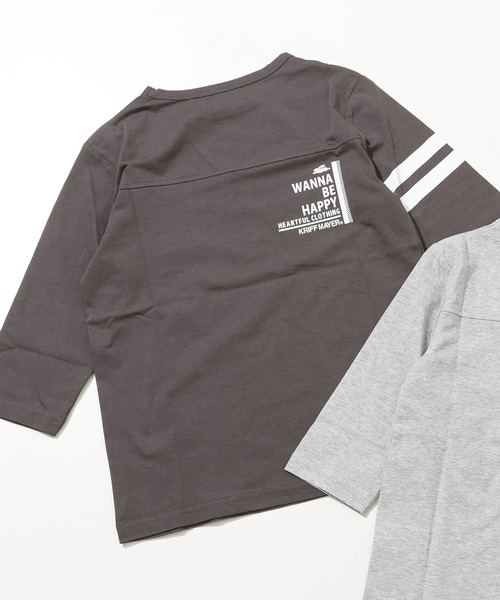KRIFF MAYER Kid's Collection(クリフメイヤーキッズコレクション)の「UVカット袖ライン7分Tシャツ(Tシャツ/カットソー・キッズ・グレー/グレイッシュベージュ/サックスブルー/チャコール/マスタード/ライトグリーン・120/130/140/150/160/170)」の2枚目の写真