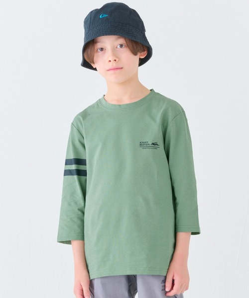 KRIFF MAYER Kid's Collection(クリフメイヤーキッズコレクション)の「UVカット袖ライン7分Tシャツ(Tシャツ/カットソー・キッズ・グレー/グレイッシュベージュ/サックスブルー/チャコール/マスタード/ライトグリーン・120/130/140/150/160/170)」の4枚目の写真