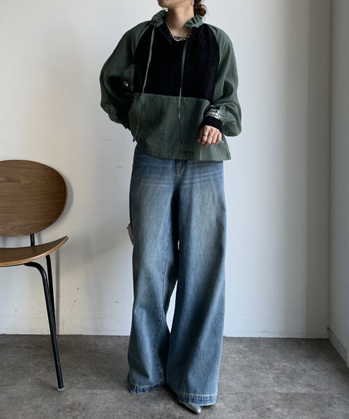 DouDou（ドゥドゥ）の「【WEB限定】 チュール切替フリルカラーブラウス（シャツ/ブラウス・レディース・オフホワイト/カーキ/ブラック・FREE）」の15枚目の写真