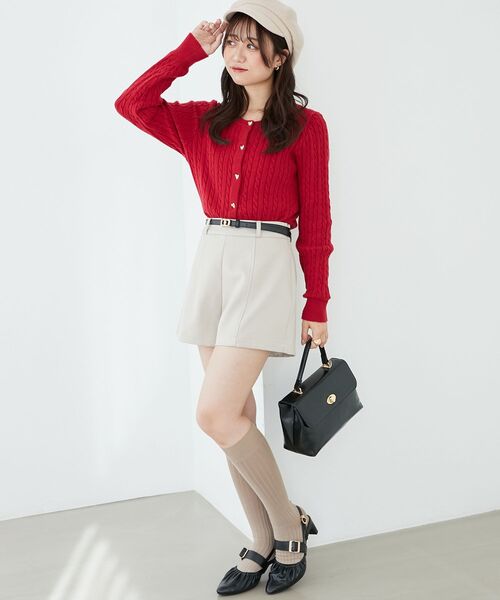 MAJESTIC LEGON（マジェスティックレゴン）の「ハートボタンケーブルニットカーデ（カーディガン/ボレロ・レディース・ネイビー/アイボリー/レッド/ピンク・MEDIUM）」の12枚目の写真