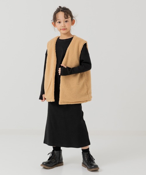 JAM & LINK（ジャムアンドリンク）の「リバーシブルボアベスト（ベスト・キッズ・ベージュ/ピンク/クリーム・140cm/160cm）」の4枚目の写真