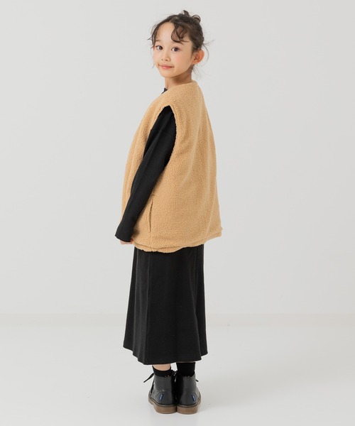 JAM & LINK（ジャムアンドリンク）の「リバーシブルボアベスト（ベスト・キッズ・ベージュ/ピンク/クリーム・140cm/160cm）」の5枚目の写真