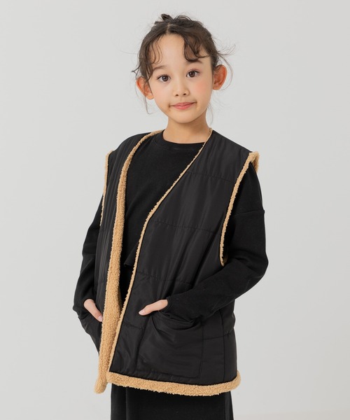 JAM & LINK（ジャムアンドリンク）の「リバーシブルボアベスト（ベスト・キッズ・ベージュ/ピンク/クリーム・140cm/160cm）」の11枚目の写真