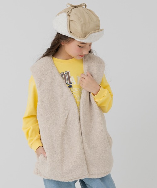 JAM & LINK（ジャムアンドリンク）の「リバーシブルボアベスト（ベスト・キッズ・ベージュ/ピンク/クリーム・140cm/160cm）」の13枚目の写真