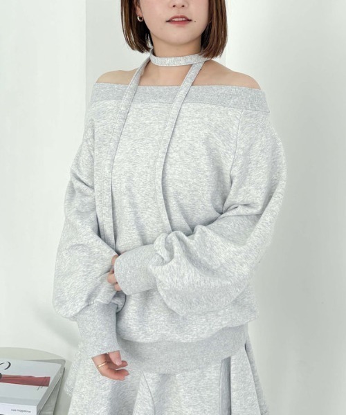 archives（アルシーヴ）の「【25ss/ＳＥＴＵＰ対応/トレンドアイテム】オフショルチョーカースウェット（スウェット・レディース・ブラック/アイボリー/グレー・MEDIUM）」の20枚目の写真