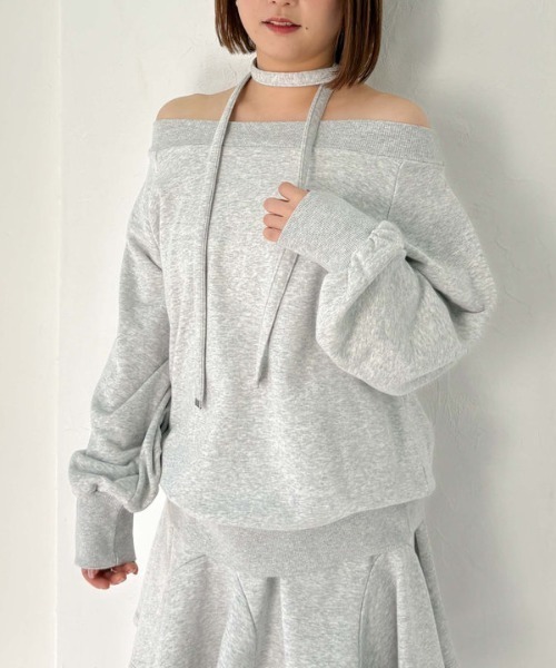archives（アルシーヴ）の「【25ss/ＳＥＴＵＰ対応/トレンドアイテム】オフショルチョーカースウェット（スウェット・レディース・ブラック/アイボリー/グレー・MEDIUM）」の21枚目の写真