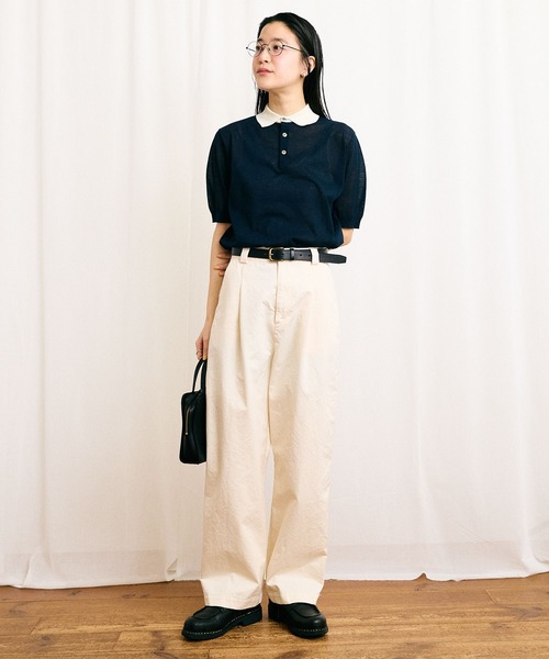 fig london ニットポロ　SHEER knit polo AMBIDEX Store △〇SHEER knit polo(F ボルドー): l'atelier du