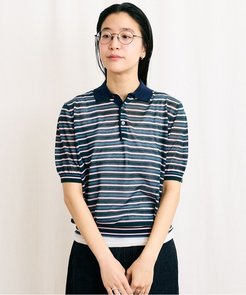 Fig London ポロシャツ SHEER knit polo（ポロシャツ）｜fig London（フィグロンドン