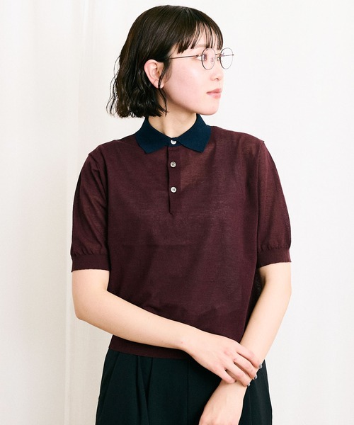 fig London（フィグロンドン）の「SHEER knit polo（ポロシャツ
