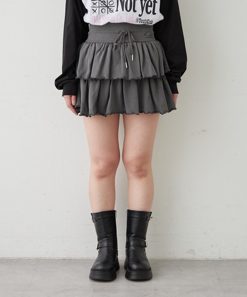 ODD STUDIO(オッドスタジオ)の「【OddStudio】ピグメントフリルミニスカート/CIAOPANIC TYPY(スカート・レディース・ピンク/ネイビー/チャコールグレー・ONE SIZE)」の4枚目の写真