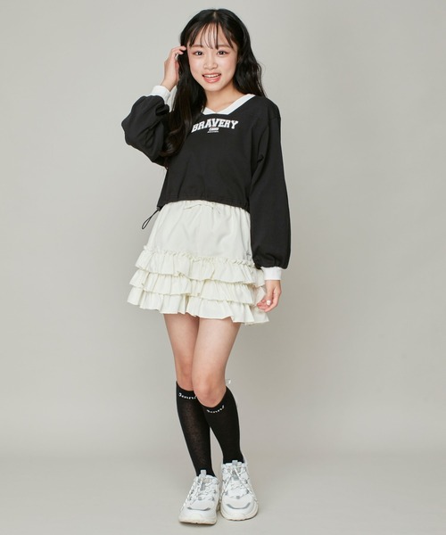 JENNI love（ジェニィラブ）の「【ウエスト調整可】ティアードショートパンツ（その他パンツ・キッズ・オフホワイト/ブラック・130cm/140cm/150cm/160cm）」の8枚目の写真