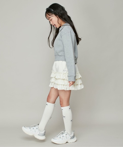 JENNI love（ジェニィラブ）の「【ウエスト調整可】ティアードショートパンツ（その他パンツ・キッズ・オフホワイト/ブラック・130cm/140cm/150cm/160cm）」の14枚目の写真