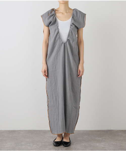 ベースレンジ　ワンピース　グレー ベースレンジ BASERANGE BASERANGE ワンピース SHOK SLIP DRESS