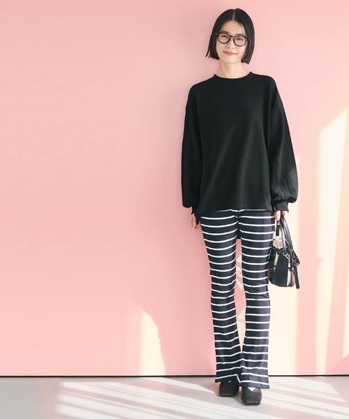 coca（coca）（コカ）の「エンボス袖バルーントップス（Tシャツ/カットソー・レディース・ブラック/ライトグレー・S/L/M）」の21枚目の写真
