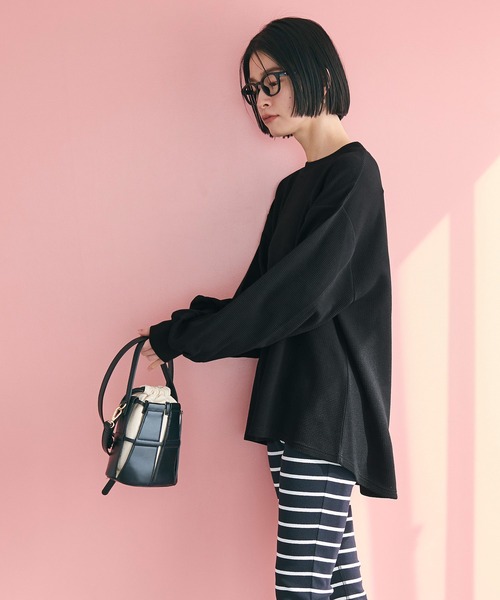 coca（coca）（コカ）の「エンボス袖バルーントップス（Tシャツ/カットソー・レディース・ブラック/ライトグレー・S/L/M）」の22枚目の写真