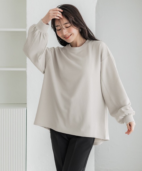 coca（coca）（コカ）の「エンボス袖バルーントップス（Tシャツ/カットソー・レディース・ブラック/ライトグレー・S/L/M）」の7枚目の写真