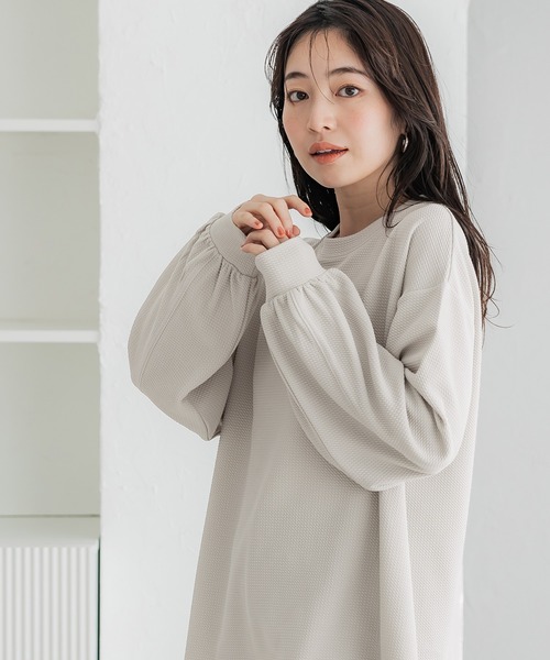 coca（coca）（コカ）の「エンボス袖バルーントップス（Tシャツ/カットソー・レディース・ブラック/ライトグレー・S/L/M）」の8枚目の写真