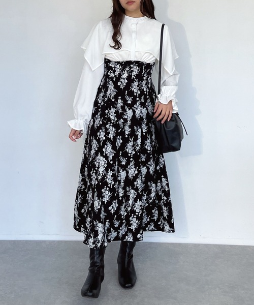 セール】○ドッキングケープ衿 フレアワンピ―ス（ワンピース）｜AS