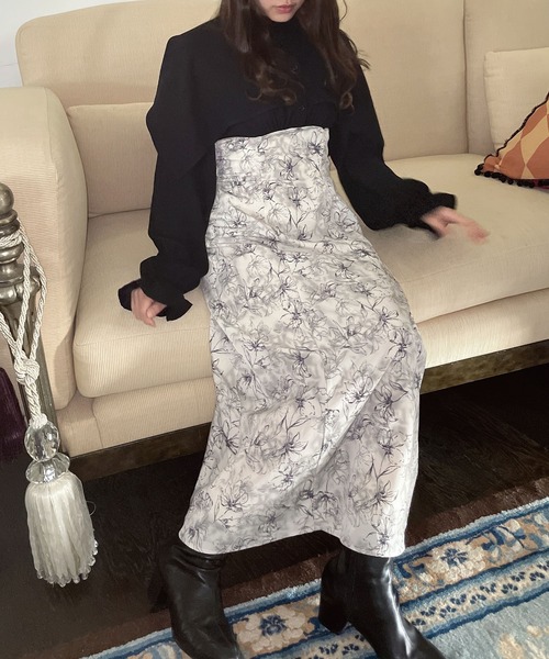 AS KNOW AS plus（アズノゥアズプラス）の「●ドッキングケープ衿 フレアワンピ―ス（ワンピース・レディース・ホワイト系その他/ブラック系その他/ブラック系・FREE）」の2枚目の写真