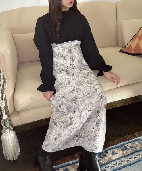 AS KNOW AS plus（アズノゥアズプラス）の「●ドッキングケープ衿 フレアワンピ―ス（ワンピース・レディース・ホワイト系その他/ブラック系その他/ブラック系・FREE）」の5枚目の写真