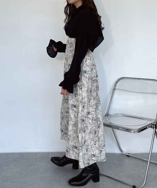 AS KNOW AS plus（アズノゥアズプラス）の「●ドッキングケープ衿 フレアワンピ―ス（ワンピース・レディース・ホワイト系その他/ブラック系その他/ブラック系・FREE）」の9枚目の写真