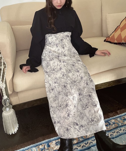 AS KNOW AS plus（アズノゥアズプラス）の「●ドッキングケープ衿 フレアワンピ―ス（ワンピース・レディース・ホワイト系その他/ブラック系その他/ブラック系・FREE）」の6枚目の写真