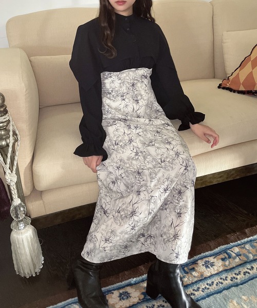 AS KNOW AS plus（アズノゥアズプラス）の「●ドッキングケープ衿 フレアワンピ―ス（ワンピース・レディース・ホワイト系その他/ブラック系その他/ブラック系・FREE）」の7枚目の写真