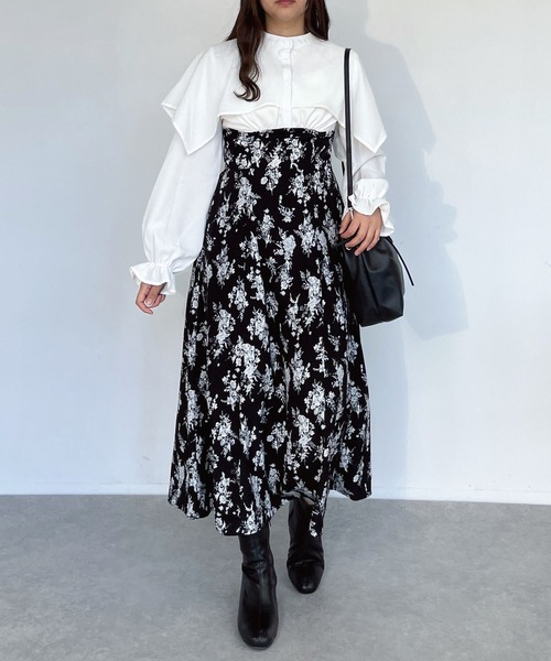 セール】○ドッキングケープ衿 フレアワンピ―ス（ワンピース）｜AS