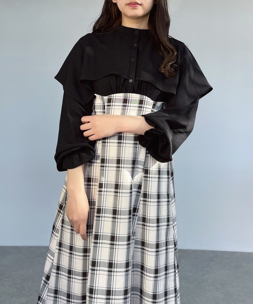 AS KNOW AS plus（アズノゥアズプラス）の「●ドッキングケープ衿 フレアワンピ―ス（ワンピース・レディース・ホワイト系その他/ブラック系その他/ブラック系・FREE）」の18枚目の写真