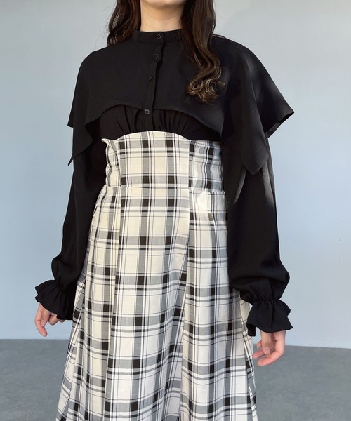 AS KNOW AS plus（アズノゥアズプラス）の「●ドッキングケープ衿 フレアワンピ―ス（ワンピース・レディース・ホワイト系その他/ブラック系その他/ブラック系・FREE）」の19枚目の写真