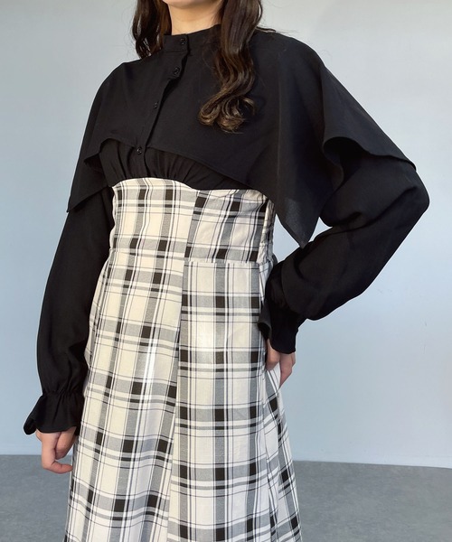 AS KNOW AS plus（アズノゥアズプラス）の「●ドッキングケープ衿 フレアワンピ―ス（ワンピース・レディース・ホワイト系その他/ブラック系その他/ブラック系・FREE）」の21枚目の写真