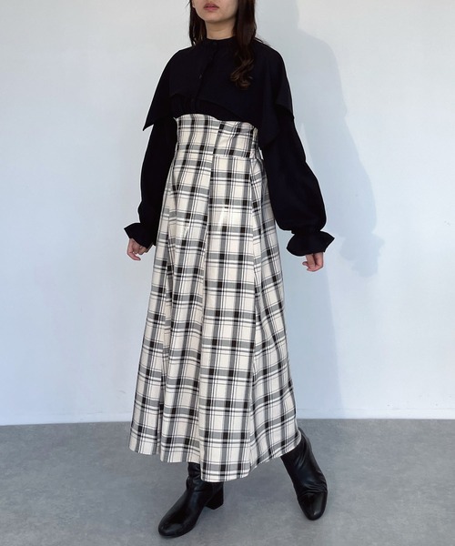 AS KNOW AS plus（アズノゥアズプラス）の「●ドッキングケープ衿 フレアワンピ―ス（ワンピース・レディース・ホワイト系その他/ブラック系その他/ブラック系・FREE）」の15枚目の写真