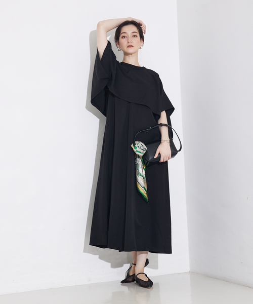 qualite(カリテ)の「【襟取り外し可能】2WAYボレロワンピース(ワンピース・レディース・ブラック/ブルー・36/38)」の1枚目の写真