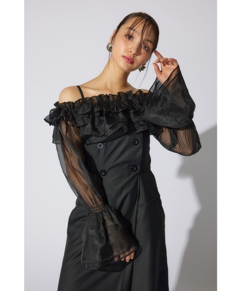 rienda(リエンダ)の「フリルカーディガンセットロンパース 春服(パンツドレス・レディース・ベージュ/グレー/ブラック・SMALL/MEDIUM)」の4枚目の写真
