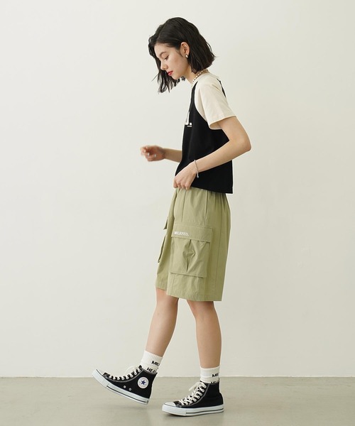 Ocean Pacific（オーシャンパシフィック）の「MILKFED. × OP CARGO SHORTS（ラッシュガード・レディース・オフホワイト/ブラック/オリーブ・S/M）」の4枚目の写真