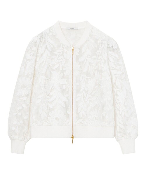 ANAYI(アナイ)の「フルールジップブルゾン(カーディガン/ボレロ・レディース・オフホワイト/ライトピンク/ネイビー・36/38)」の13枚目の写真