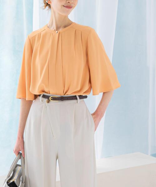 URBAN RESEARCH ROSSO WOMEN(アーバンリサーチ ロッソ)の「2WAYウォッシャブルフレアスリーブブラウス(シャツ/ブラウス・レディース・オフホワイト/ネイビー/オレンジ・FREE)」の1枚目の写真