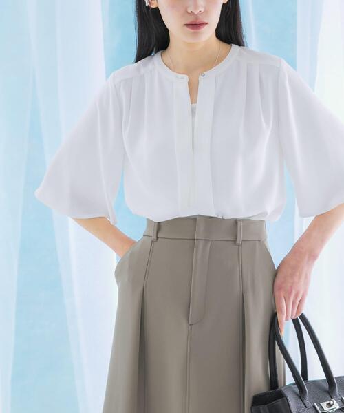 URBAN RESEARCH ROSSO WOMEN(アーバンリサーチ ロッソ)の「2WAYウォッシャブルフレアスリーブブラウス(シャツ/ブラウス・レディース・オフホワイト/ネイビー/オレンジ・FREE)」の4枚目の写真