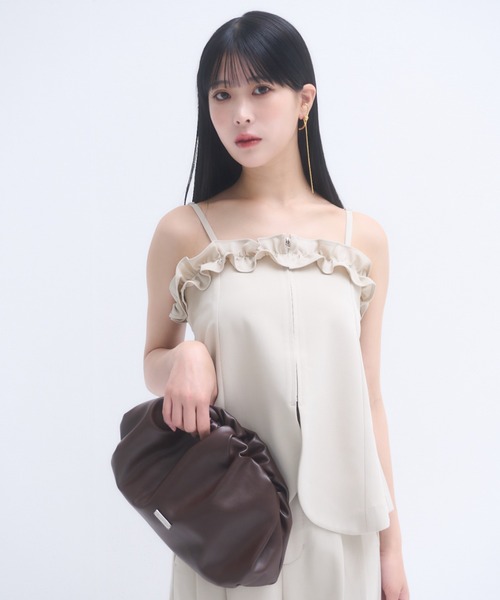 mellowneon（メロウネオン）の「2wayギャザーがま口バッグ（ショルダーバッグ・レディース・ブラウン/アイボリー/ブラック・FREE）」の11枚目の写真