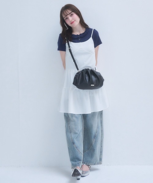 mellowneon（メロウネオン）の「2wayギャザーがま口バッグ（ショルダーバッグ・レディース・ブラウン/アイボリー/ブラック・FREE）」の12枚目の写真