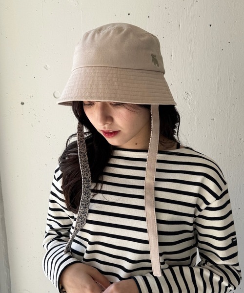 moz（モズ）の「【MOZ】171-0023 リボンバケットハット（キャップ・レディース・ベージュ/ブラック/カーキ/ナチュラル・FREE）」の2枚目の写真