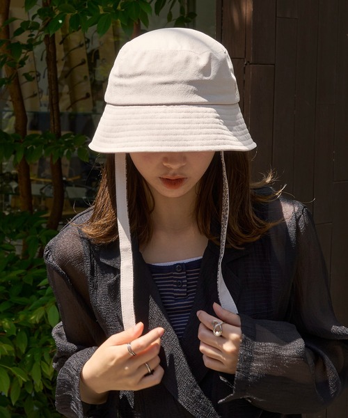 moz（モズ）の「【MOZ】171-0023 リボンバケットハット（キャップ・レディース・ベージュ/ブラック/カーキ/ナチュラル・FREE）」の3枚目の写真