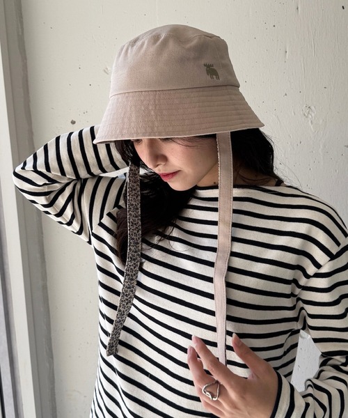 moz（モズ）の「【MOZ】171-0023 リボンバケットハット（キャップ・レディース・ベージュ/ブラック/カーキ/ナチュラル・FREE）」の15枚目の写真