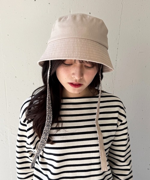 moz（モズ）の「【MOZ】171-0023 リボンバケットハット（キャップ・レディース・ベージュ/ブラック/カーキ/ナチュラル・FREE）」の13枚目の写真