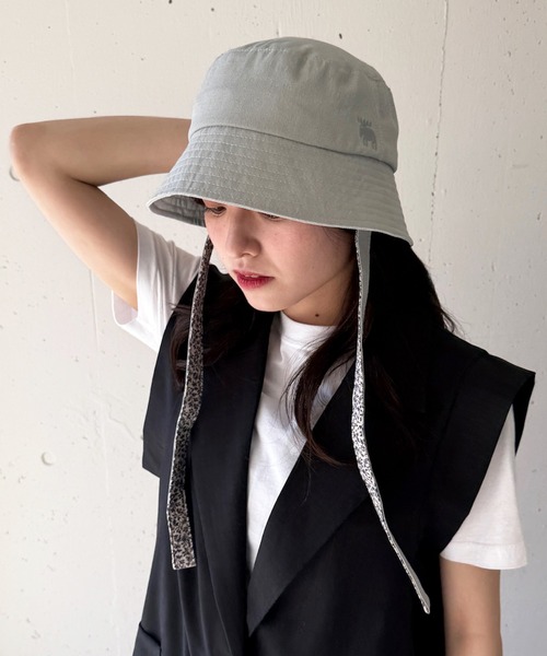 moz（モズ）の「【MOZ】171-0023 リボンバケットハット（キャップ・レディース・ベージュ/ブラック/カーキ/ナチュラル・FREE）」の19枚目の写真