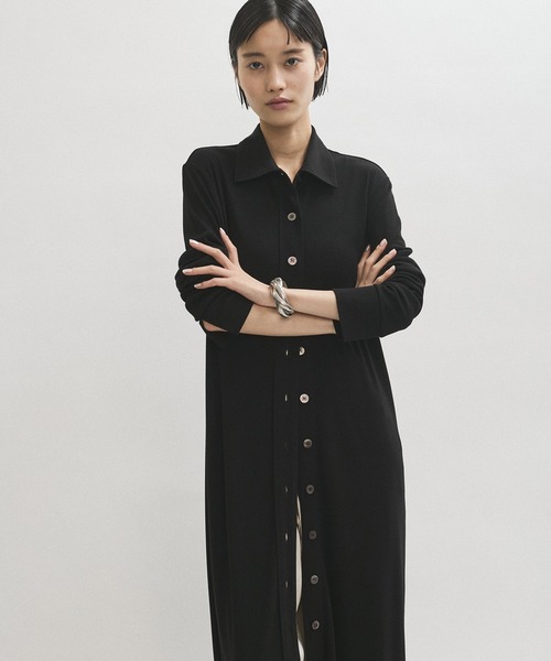 ADAM ET ROPE'（アダムエロペ）の「ポロシャツライクカットソーワンピース（ワンピース・レディース・ブルー系その他4/ブラック・FREE）」の2枚目の写真