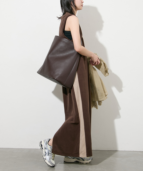 JOURNAL STANDARD（ジャーナルスタンダード）の「パイルラインワンピース（ワンピース・レディース・ブラウン/グレー・FREE）」の2枚目の写真